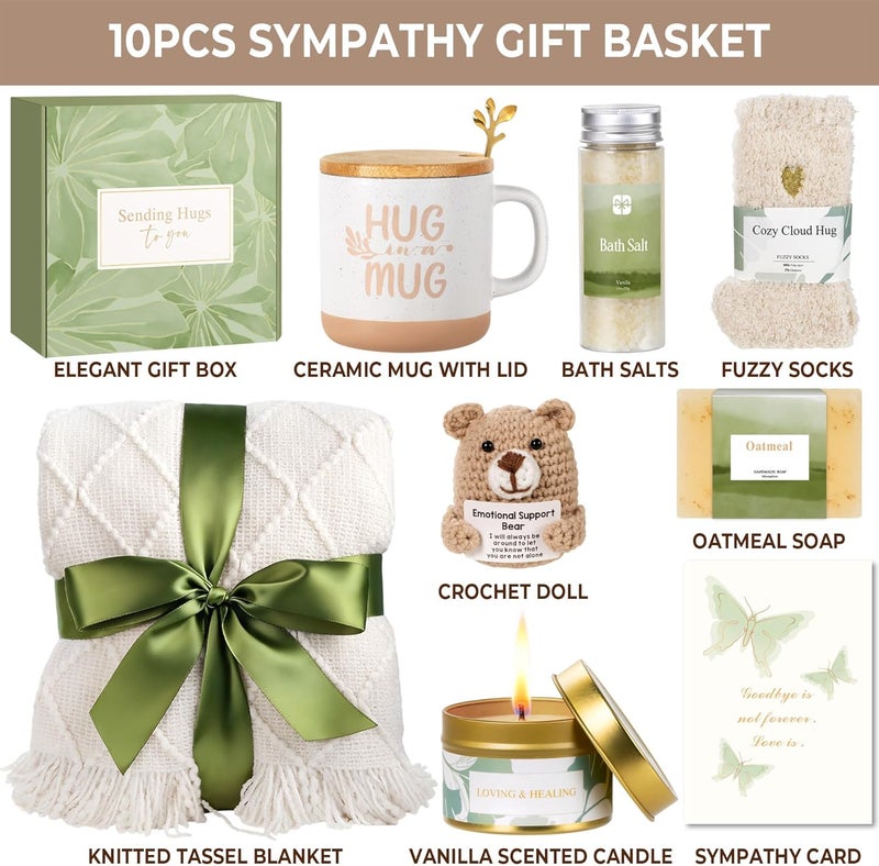Mirasphere Sympathy Gift Baskets for Loss of Loved One - Bereavement Grief Condolences Gifts for Loss of Mother Father Husband - Miscarriage Care Package for Women Hug in a Box Memorial Gifts for Loss of Mom Dad - Image 5